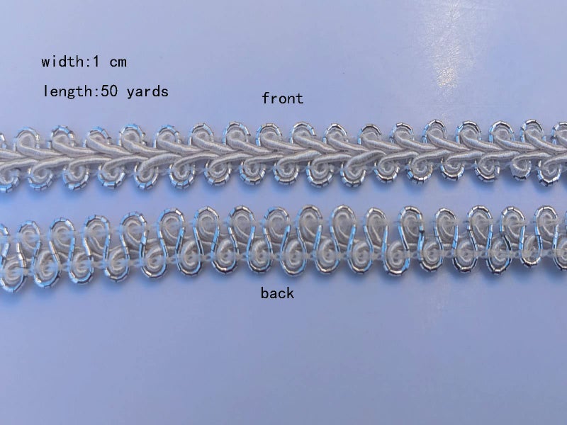 MONIDOOR 3/8 Inch Gimp Braid Trim 50 Yards for Upholstery Costume DIY Crafts (1315 Silver White) - Image 4